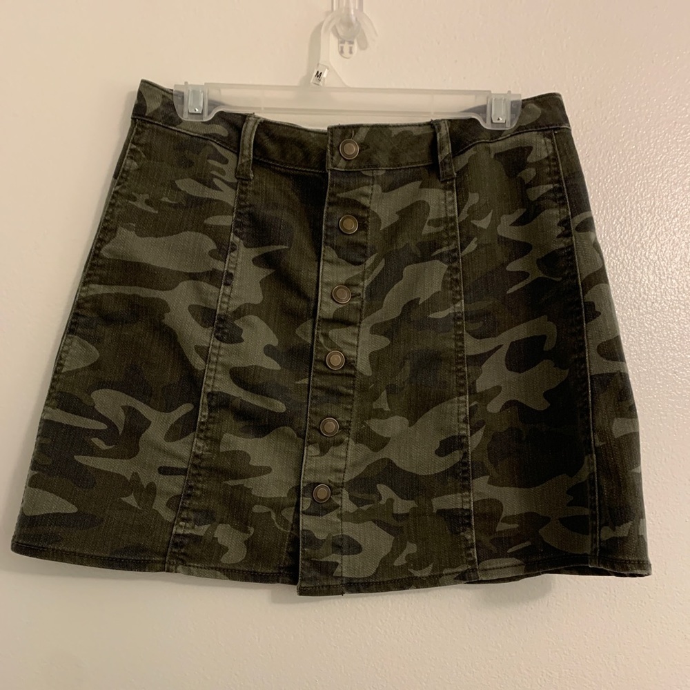 Camo Denim Mini Skirt